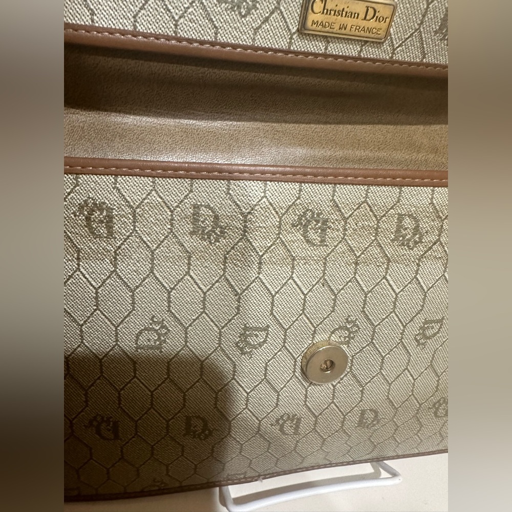 Christian Dior Vintage, Honeycomb, Coated Canvas Pouch w/added unbranded chain - Picture 10 of 13
